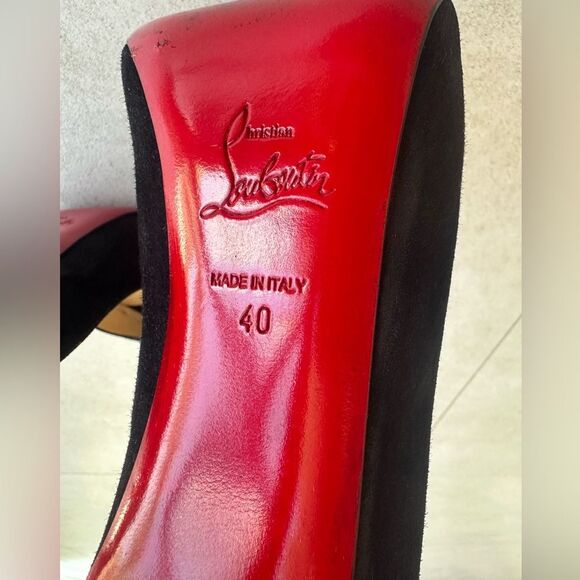 Christian Louboutin Black Suede Peep Toe Flo 120 Veau Velours EU 40 US10 - Picture 6 of 12